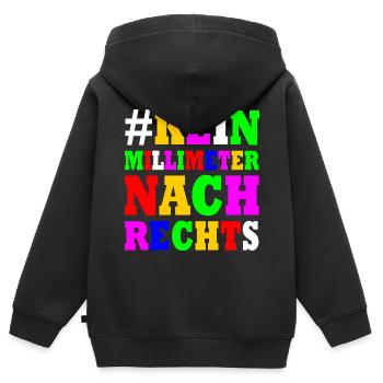 kein millimeter nach rechts - Kinder Premium Organic Zip Hoodie - Schwarz - Hinten - AI Model Kid Male (0cm)