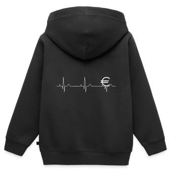 Heartbeat Money Euro - Sweat Premium à capuche zippé enfant bio - noir - Dos - AI Model Kid Male (0cm)