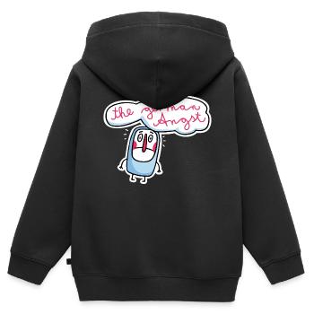 The German Angst - Kinder Premium Organic Zip Hoodie - Schwarz - Hinten - AI Model Kid Male (0cm)