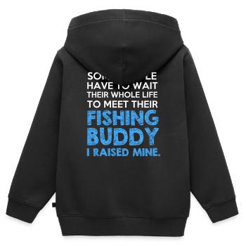 la pêche du poisson de pêche pêcheur cadeau petit ami - Sweat Premium à capuche zippé enfant bio - noir - Dos - AI Model Kid Male (0cm)