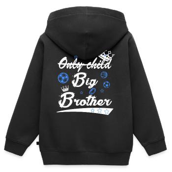 Grand frère plus aucun enfant - Sweat Premium à capuche zippé enfant bio - noir - Dos - AI Model Kid Male (0cm)