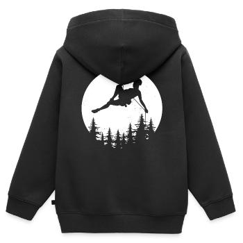 Mond Kletterer Klettern abseilen Geschenk Berge - Kinder Premium Organic Zip Hoodie - Schwarz - Hinten - AI Model Kid Male (0cm)