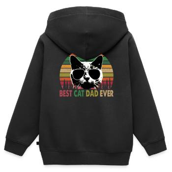 Bester Katzenvater aller Zeiten Vintage Retro Cat Vatertag - Kinder Premium Organic Zip Hoodie - Schwarz - Hinten - AI Model Kid Male (0cm)
