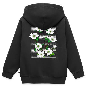 Blumen - Flora - Fleur - Frühling - Sommer - Kinder Premium Organic Zip Hoodie - Schwarz - Hinten - AI Model Kid Male (0cm)