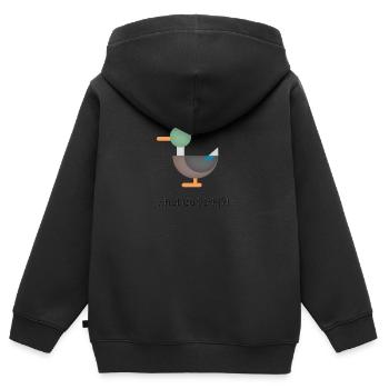 What da Duck - Kinder Premium Organic Zip Hoodie - Schwarz - Hinten - AI Model Kid Male (0cm)