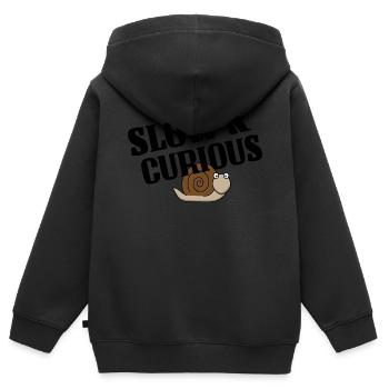langsam und neugierig - Kinder Premium Organic Zip Hoodie - Schwarz - Hinten - AI Model Kid Male (0cm)