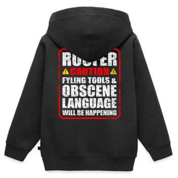 Dachdecker - Kinder Premium Organic Zip Hoodie - Schwarz - Hinten - AI Model Kid Male (0cm)