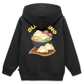 Dumpling Suppe - Kinder Premium Organic Zip Hoodie - Schwarz - Hinten - AI Model Kid Male (0cm)