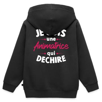 Je suis une Animatrice qui déchire - Sweat Premium à capuche zippé enfant bio - noir - Dos - AI Model Kid Male (0cm)