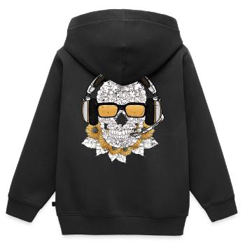 Musik Skull - Kinder Premium Organic Zip Hoodie - Schwarz - Hinten - AI Model Kid Male (0cm)
