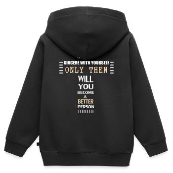 Soyez honnête et sincère envers vous-même - Sweat Premium à capuche zippé enfant bio - noir - Dos - AI Model Kid Male (0cm)