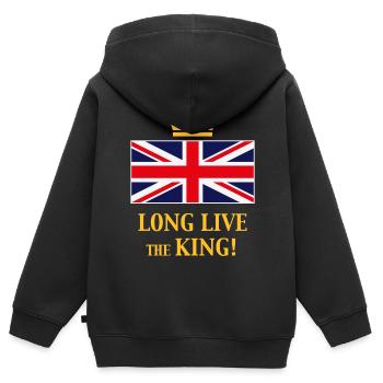 Long Live The King! (England / Great Britain / 4C) - Kinder Premium Organic Zip Hoodie - Schwarz - Hinten - AI Model Kid Male (0cm)