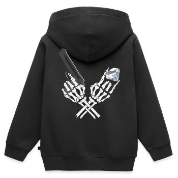 Gangster Skelett - Kinder Premium Organic Zip Hoodie - Schwarz - Hinten - AI Model Kid Male (0cm)