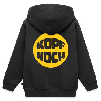 Kopf Hoch (Dreckiger-Hals-Edition) - Kinder Premium Organic Zip Hoodie - Schwarz - Hinten - AI Model Kid Male (0cm)