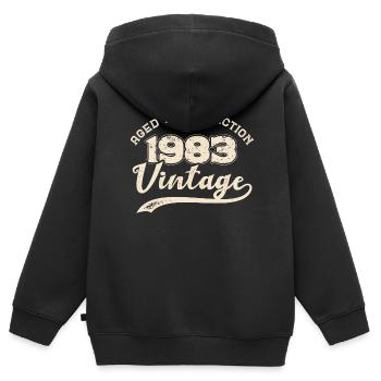 BC 1983 Vieilli à la perfection - Sweat Premium à capuche zippé enfant bio - noir - Dos - AI Model Kid Male (0cm)