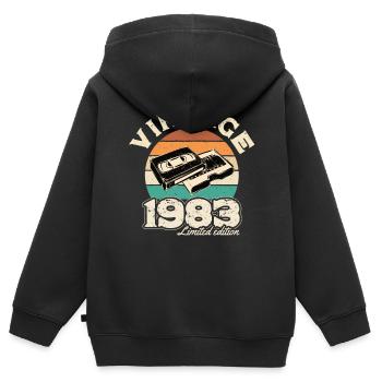 Rétro sunset videotape 1983 - Sweat Premium à capuche zippé enfant bio - noir - Dos - AI Model Kid Male (0cm)