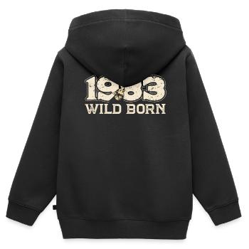 BC 1983 Né à l’état sauvage - Sweat Premium à capuche zippé enfant bio - noir - Dos - AI Model Kid Male (0cm)