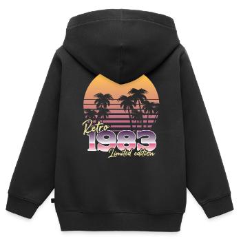 SW 1983 rétro édition limitée - Sweat Premium à capuche zippé enfant bio - noir - Dos - AI Model Kid Male (0cm)