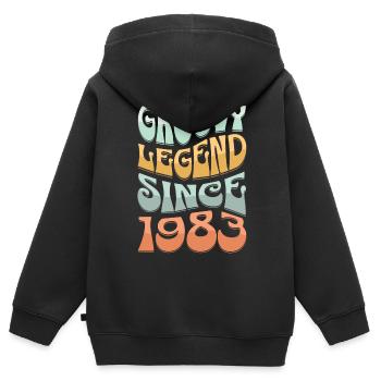 Légende groovy depuis 1983 - Sweat Premium à capuche zippé enfant bio - noir - Dos - AI Model Kid Male (0cm)