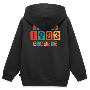 Millésime 1983 classique - Sweat Premium à capuche zippé enfant bio - noir - Dos - AI Model Kid Male (0cm)