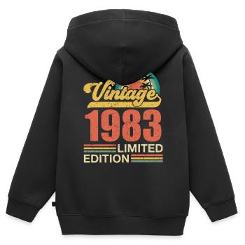 Millésime 1983 édition limitée - Sweat Premium à capuche zippé enfant bio - noir - Dos - AI Model Kid Male (0cm)