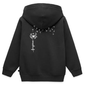 Vergebenes Löwenzahn-Design - Kinder Premium Organic Zip Hoodie - Schwarz - Hinten - AI Model Kid Male (0cm)