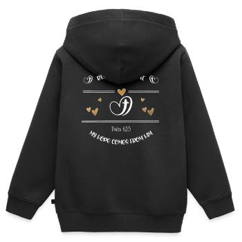 Christian Design Rest in God - Kids Premium Organic Zip-up Hoodie - black - Back - AI Model Kid Male (0cm)