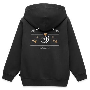 Christliches Design Fokus auf die Ewigkeit - Kinder Premium Organic Zip Hoodie - Schwarz - Hinten - AI Model Kid Male (0cm)