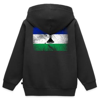Lesotho Flagge - Vintage Grunge - Kinder Premium Organic Zip Hoodie - Schwarz - Hinten - AI Model Kid Male (0cm)