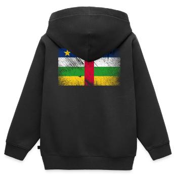 Zentralafrikanische Republik Flagge - Vintage - Kinder Premium Organic Zip Hoodie - Schwarz - Hinten - AI Model Kid Male (0cm)