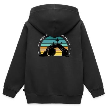 Plot Twist: Es ist leer - Kinder Premium Organic Zip Hoodie - Schwarz - Hinten - AI Model Kid Male (0cm)