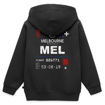 Etikett des Flughafens Melbourne - Kinder Premium Organic Zip Hoodie - Schwarz - Hinten - AI Model Kid Male (0cm)