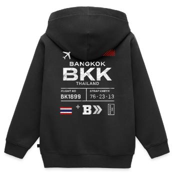 Etikett des Flughafens Bangkok - Kinder Premium Organic Zip Hoodie - Schwarz - Hinten - AI Model Kid Male (0cm)