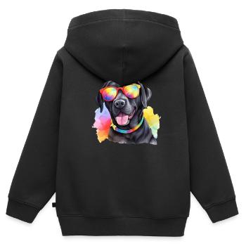 Cooler Labrador Retriever Hund mit Sonnenbrille - Kinder Premium Organic Zip Hoodie - Schwarz - Hinten - AI Model Kid Male (0cm)