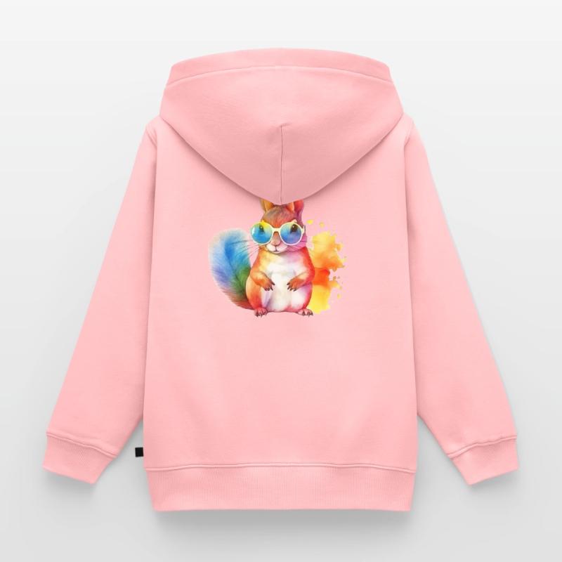 Buntes cooles Eichhörnchen mit Sonnenbrille Kinder Premium Organic Zip Hoodie