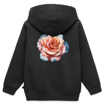 Blumen Rose Rosa Blau Muttertag Valentinstag - Kinder Premium Organic Zip Hoodie - Schwarz - Hinten - AI Model Kid Male (0cm)