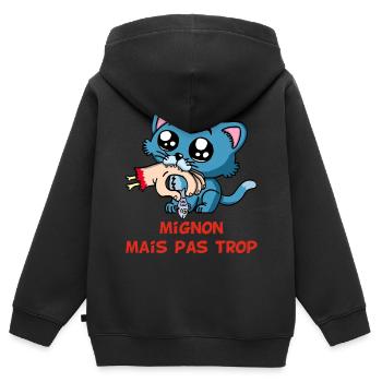Mignon mais pas trop - Sweat Premium à capuche zippé enfant bio - noir - Dos - AI Model Kid Male (0cm)
