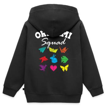 Origami Squad - Kinder Premium Organic Zip Hoodie - Schwarz - Hinten - AI Model Kid Male (0cm)