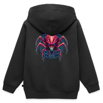 Arachnides de conception d’araignée abstraite colorée - Sweat Premium à capuche zippé enfant bio - noir - Dos - AI Model Kid Male (0cm)