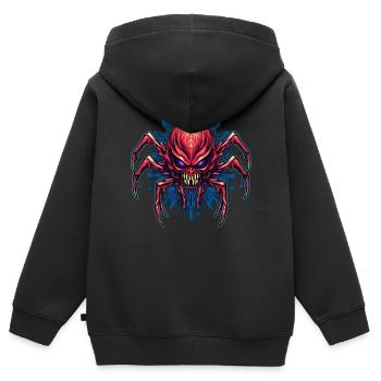 Arachnides de conception d’araignée abstraite colorée - Sweat Premium à capuche zippé enfant bio - noir - Dos - AI Model Kid Male (0cm)