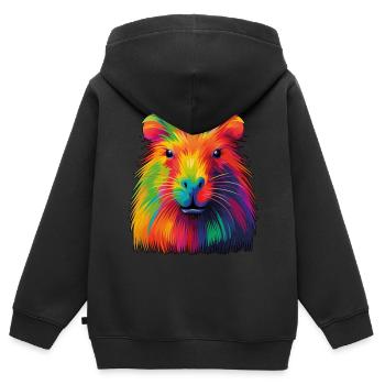 Capybara - Kinder Premium Organic Zip Hoodie - Schwarz - Hinten - AI Model Kid Male (0cm)