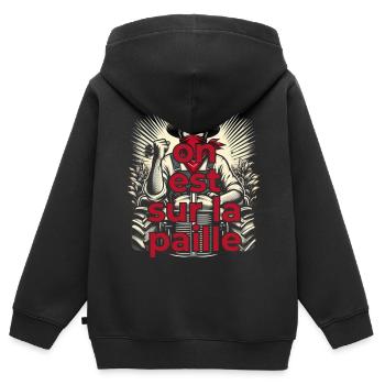 We're on the fence - Kids Premium Organic Zip-up Hoodie - black - Back - AI Model Kid Male (0cm)