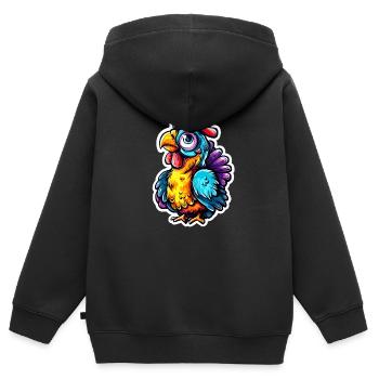 Poulet coloré - Sweat Premium à capuche zippé enfant bio - noir - Dos - AI Model Kid Male (0cm)