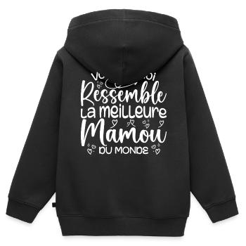 Cadeau Meilleure Mamou - Cadeau Super Mamou - Sweat Premium à capuche zippé enfant bio - noir - Dos - AI Model Kid Male (0cm)