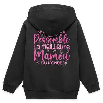 Cadeau Meilleure Mamou - Cadeau Super Mamou - Sweat Premium à capuche zippé enfant bio - noir - Dos - AI Model Kid Male (0cm)