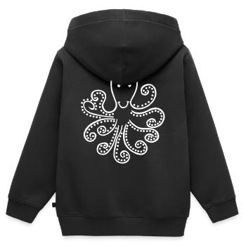 Seltsamer weißer Oktopus - Kinder Premium Organic Zip Hoodie - Schwarz - Hinten - AI Model Kid Male (0cm)