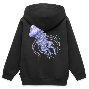 Blau Violett Qualle Geschenk Meer Ozean - Kinder Premium Organic Zip Hoodie - Schwarz - Hinten - AI Model Kid Male (0cm)