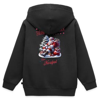 Joyeux Noël mais avec style tout droit venu du pôle Nord - Sweat Premium à capuche zippé enfant bio - noir - Dos - AI Model Kid Male (0cm)