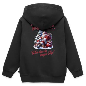 Ho Ho Holy Moly – Le Père Noël a besoin d’une pause ! - Sweat Premium à capuche zippé enfant bio - noir - Dos - AI Model Kid Male (0cm)