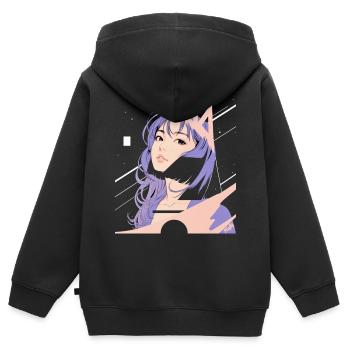 Weltraum-Nostalgie ✨ - Kinder Premium Organic Zip Hoodie - Schwarz - Hinten - AI Model Kid Male (0cm)